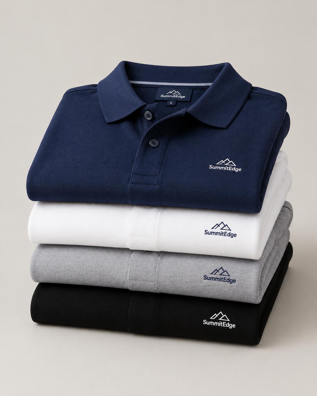 Folded corporate polos with embroidered logos